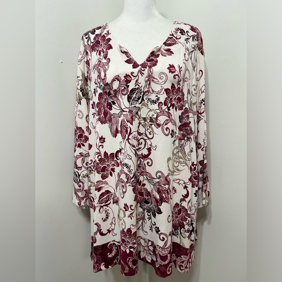 Chico's Tops - Chicos Floral Paisley 3/4 Sleeve Tunic Top